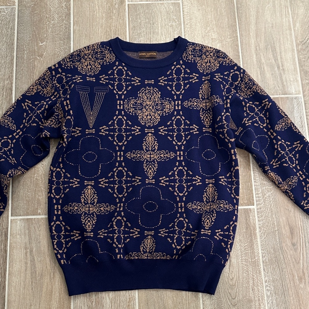 Louis Vuitton Navy and Gold Crewneck Sweater
